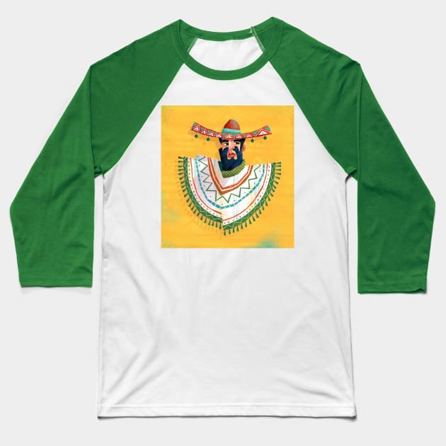 Mexican Sombrero Baseball T-Shirt by Tosik-Art